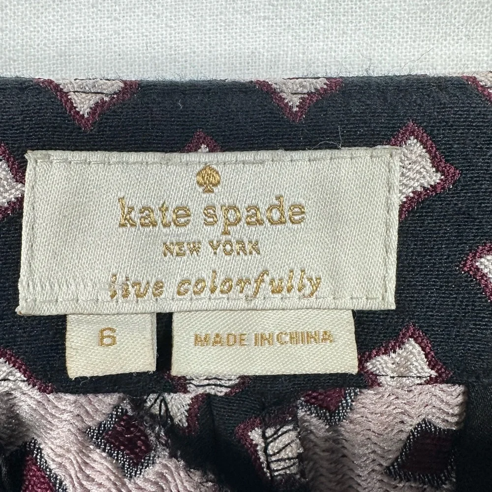 Kate Spade Diamond Cigarette Cropped Black Pants Women’s Size 6‎
